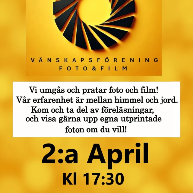 Välkomna till ytterligare en träff med vänföreningen foto & film onsdagen den 2/4 kl. 17.30. Ingen föranmälan krävs. Vill du bli medlem eller veta mer om vänföreningen kontakta: vanforeningenfotofilm@skeppsholmensfolkhogskola.se
#skeppsholmensfhsk #fotografa #filma 

Välkomna!